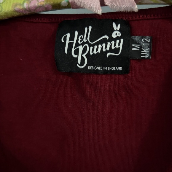 Hell Bunny Philippa Top Maroon Burgundy Pinup - Picture 5 of 5